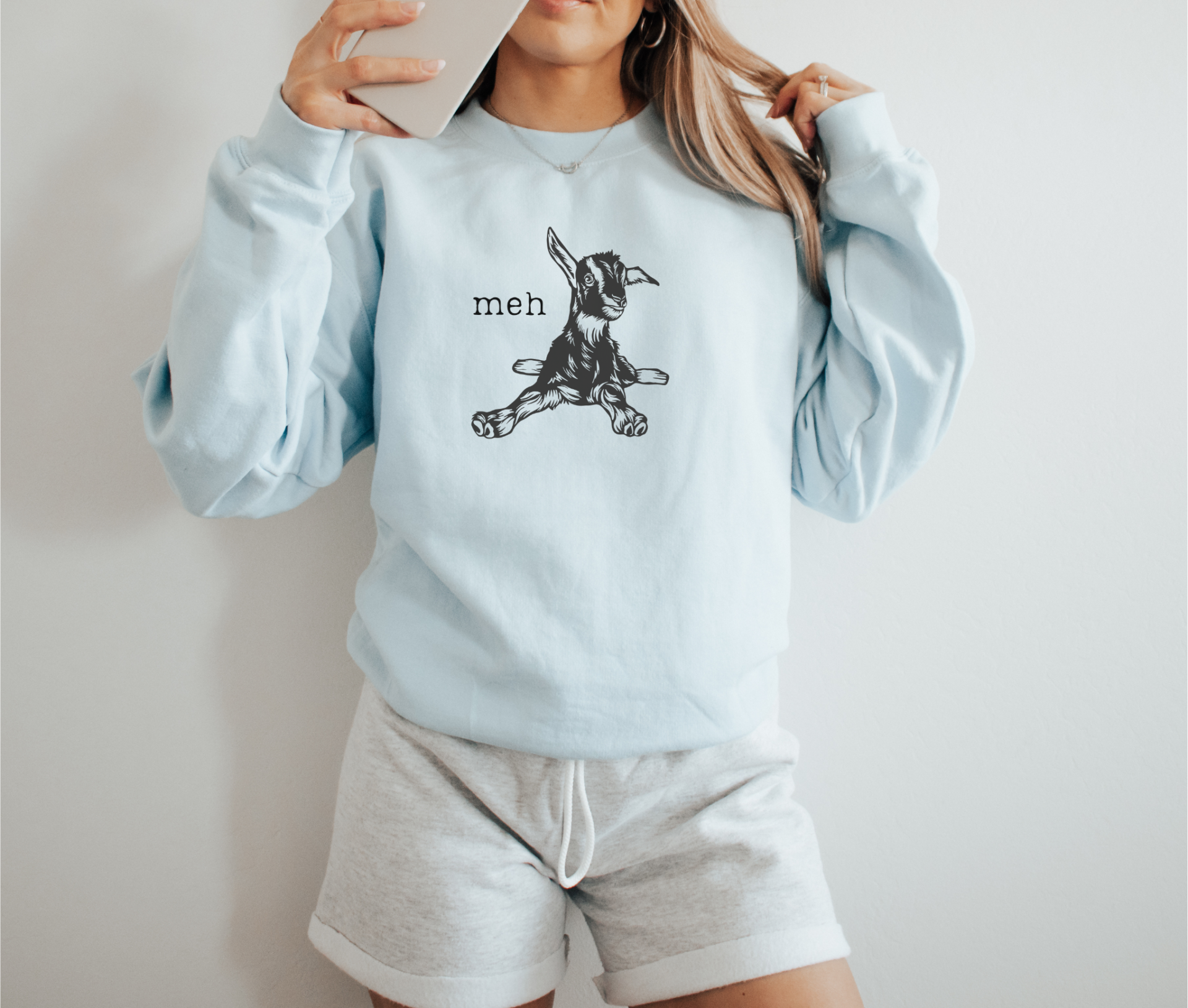 blue meh goat sweatshirt